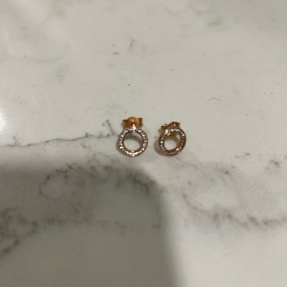Pandora Sparkling Circle Stud Cubic Zirconia Earr… - image 1